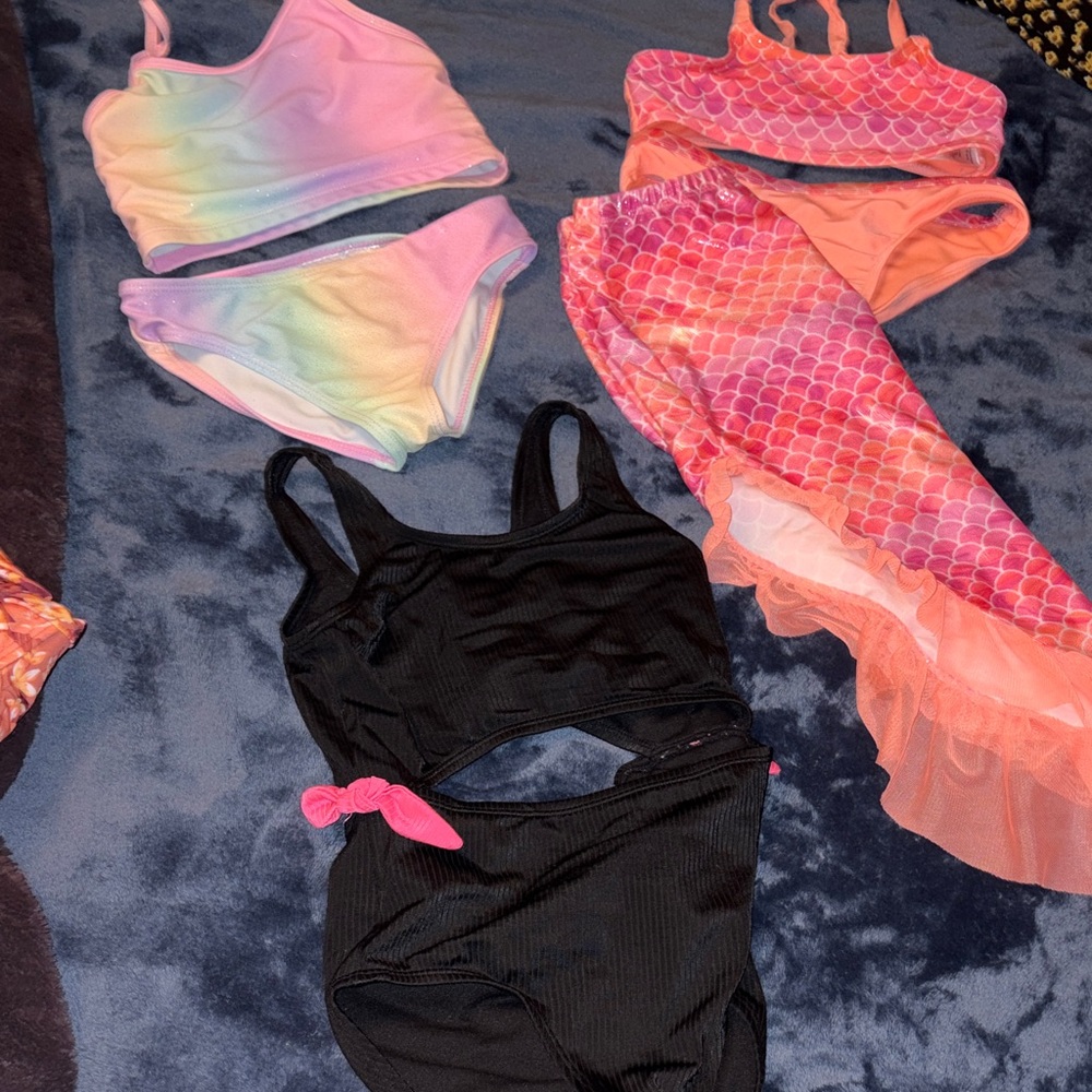 Cat & Jack Kids Swimwear Set - Rainbow, Pink, Black